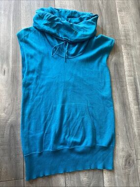Armani Exchange Teal Blue Sleeveless Cowl Neck Sweater